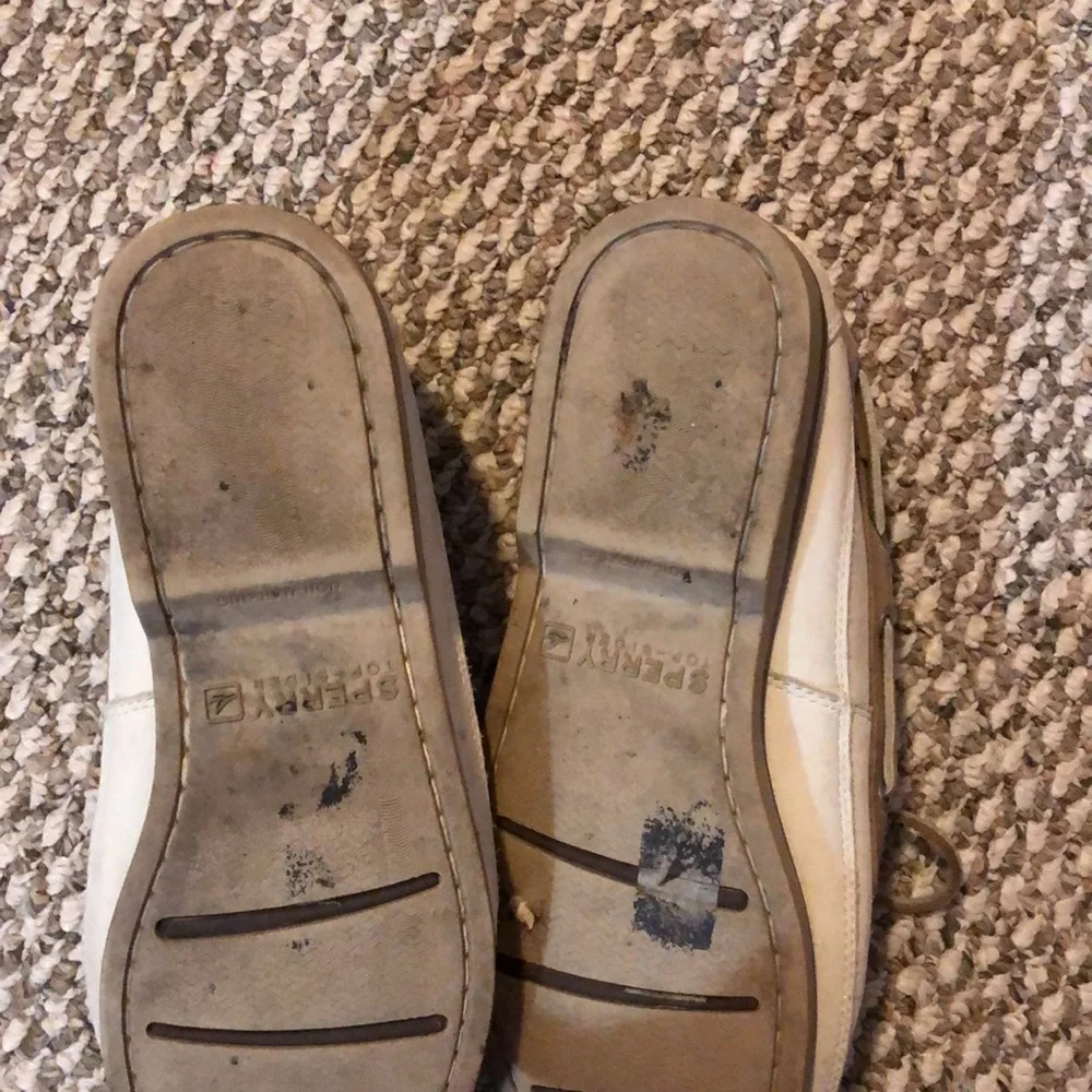 Sperry off white and tan leather Top Siders
